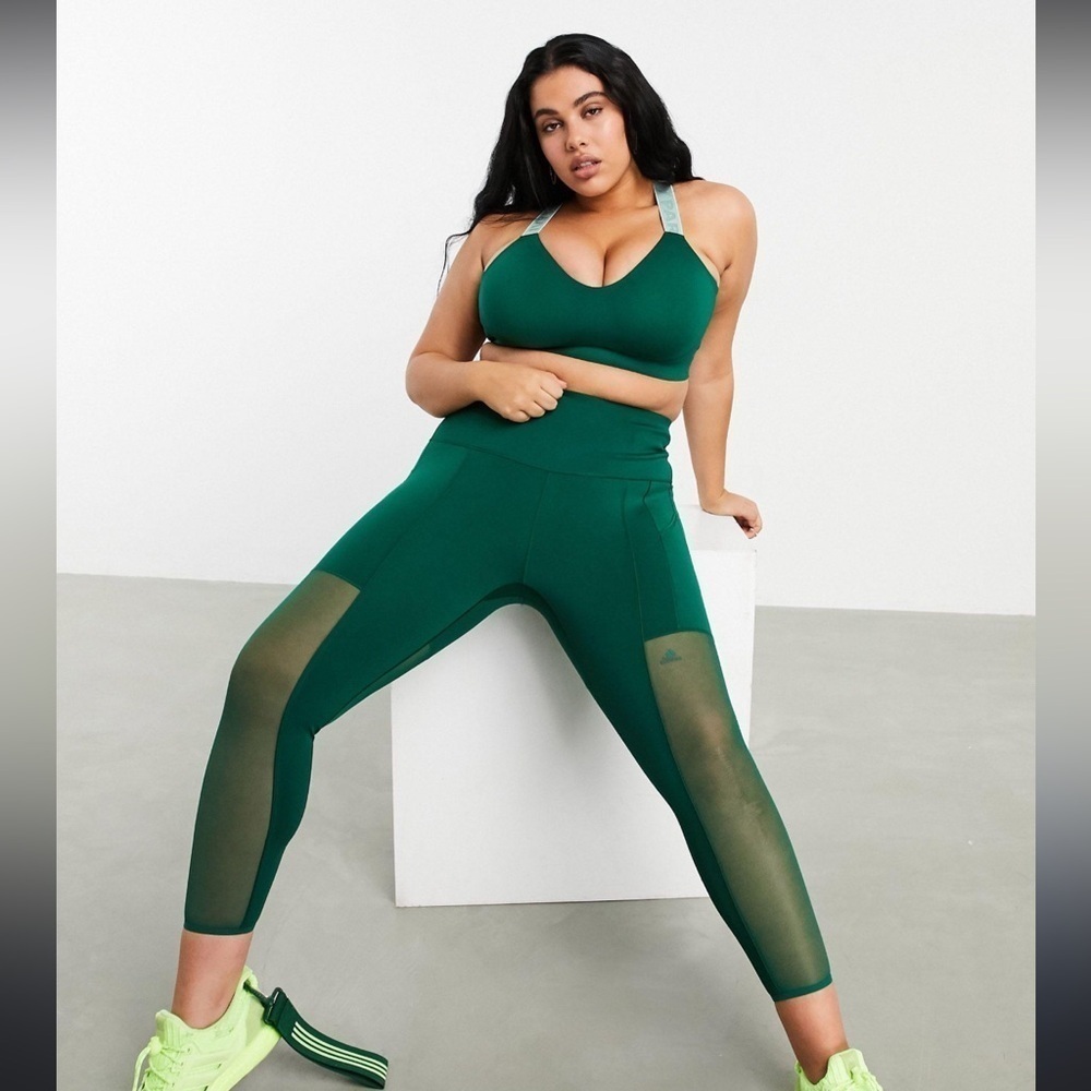 IVY PARK x Adidas Green 3-Stripe Mesh High Leggings